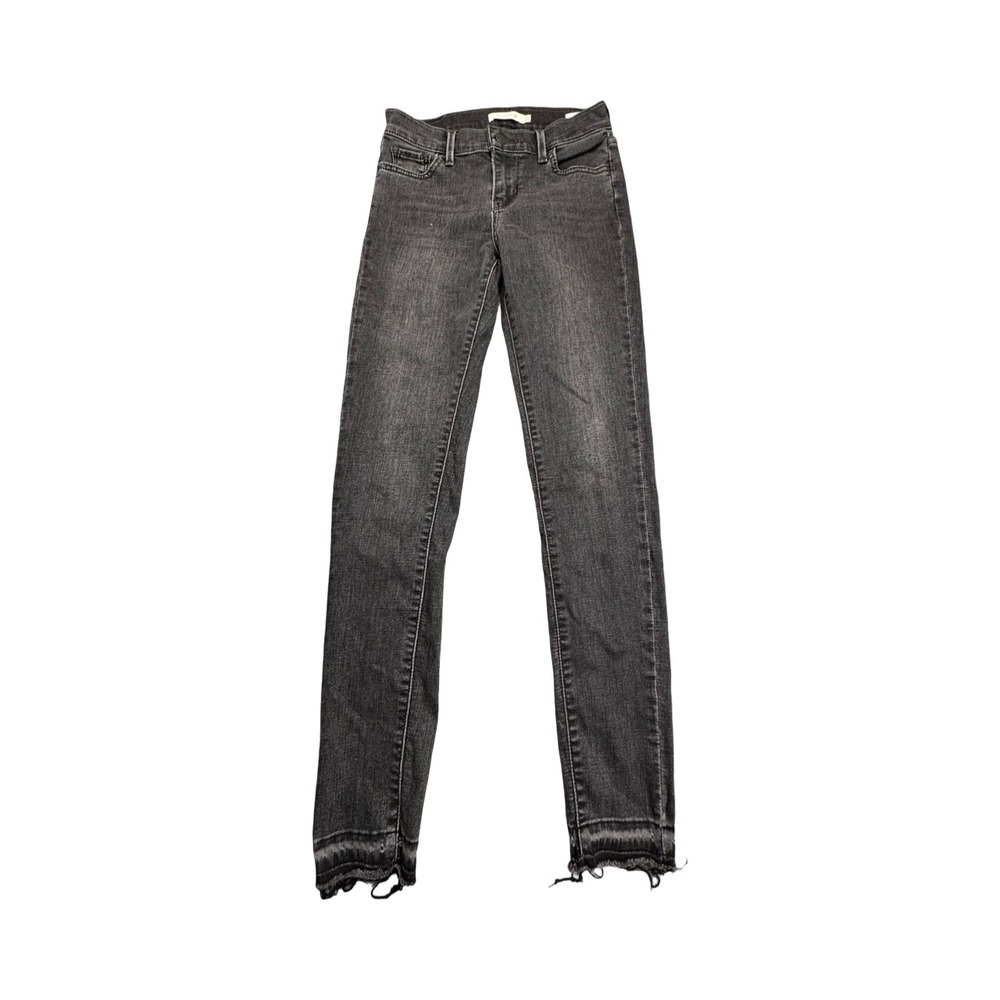 Levi's Jeans Men 26 Black 710 Super Skinny Frayed Hem Raw Edge Denim‎ Pants